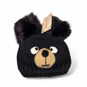 Huggalugs Black Bear Knit Hat, NWT, Size 2-6 Years